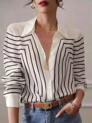 Autumn women's striped long-sleeved shirt