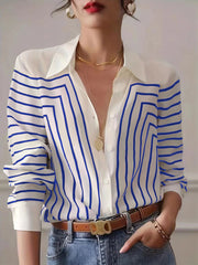 Autumn women's striped long-sleeved shirt