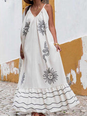 Sling Printed Holiday Loose Plus Size Dress