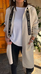 Ladies Round Neck Hooded Drawstring Casual Coat