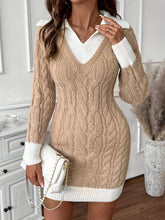 Womens Doll Collar Color Plug Knitted Short Dress