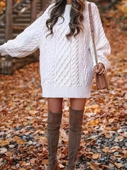 Women Round Neck Hip-pack Versatile Knitted Casual Dress