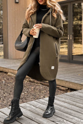 Women Hooded Drawstring Casual Coat