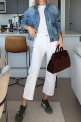 Women Casual Large Pocket Denim Jacket