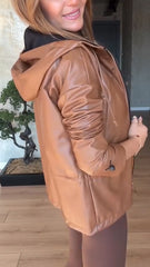 Women Lapel Leather Temperament Casual Jacket