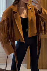 Women Western Fringed Suede Short Jacket