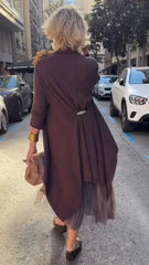 Women's Turtleneck Sweater + Dress Casual Suit