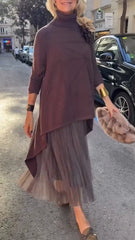 Women's Turtleneck Sweater + Dress Casual Suit