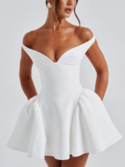 V-neck low-cut backless mini dress