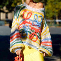 Casual Colorful Striped Knitted Sweater