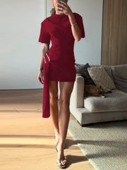 Draped Belted Mini Dress