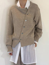 Slanted button irregular design lazy style sweater
