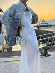 Casual Sequined V-neck Sweater