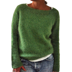 Casual Solid Color Soft Crew-neck Sweater