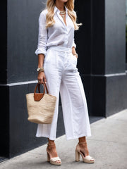 Pink Capri Pants and Loose Shirt Linen Set