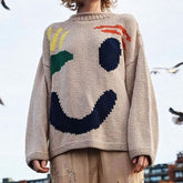 Casual Knitted Smiley Sweater
