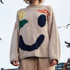 Casual Knitted Smiley Sweater