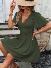 Women Butterfly Sleeve Deep V-Neck Dress