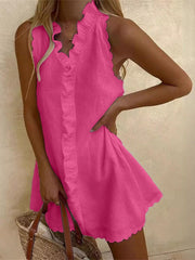 Cotton and Linen Ruffled Mini Dress