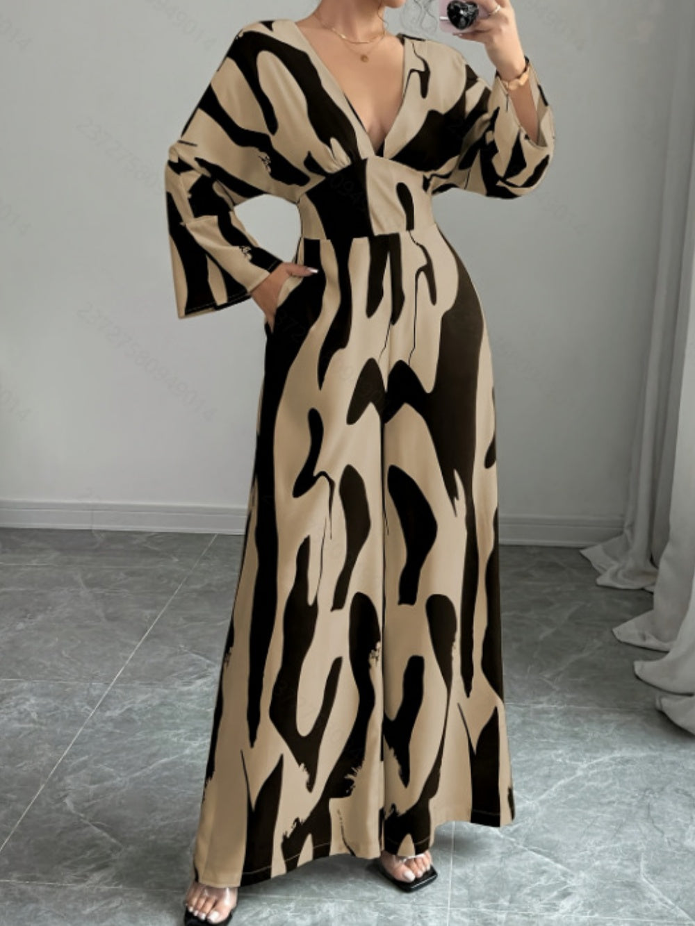 Elegant Abstract Pattern Casual Fashion Jumpsuit