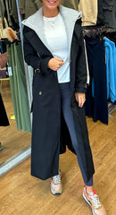 Women's Hooded Lapel Fake Two-piece Casual Long Trench Coat