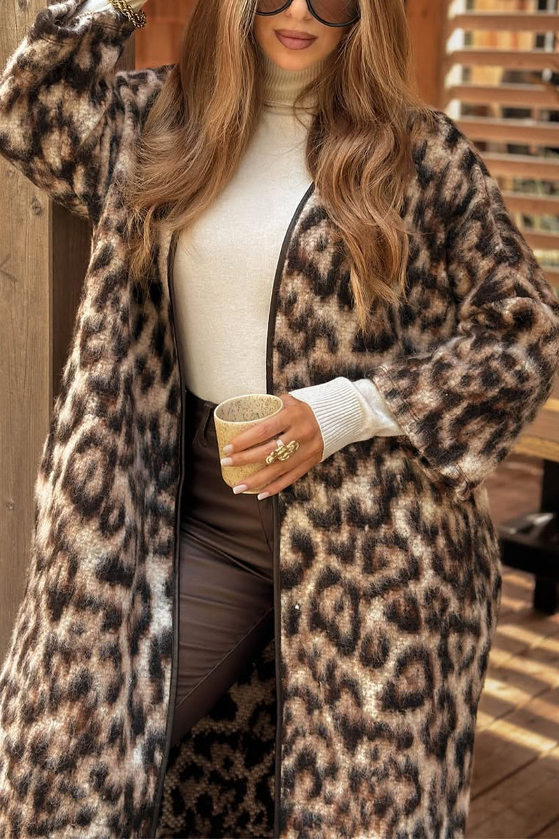 Women Leopard Print Temperament Casual Windbreaker Jacket
