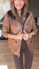 Women Lapel Leather Temperament Casual Jacket