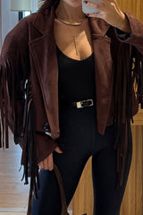 Women Western Fringed Suede Short Jacket