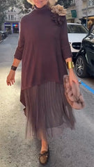 Women's Turtleneck Sweater + Dress Casual Suit