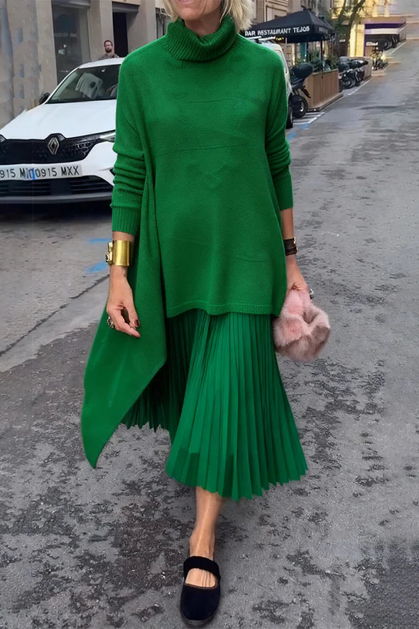 Women's Turtleneck Sweater + Dress Casual Suit