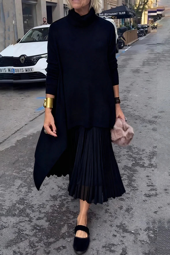 Women's Turtleneck Sweater + Dress Casual Suit