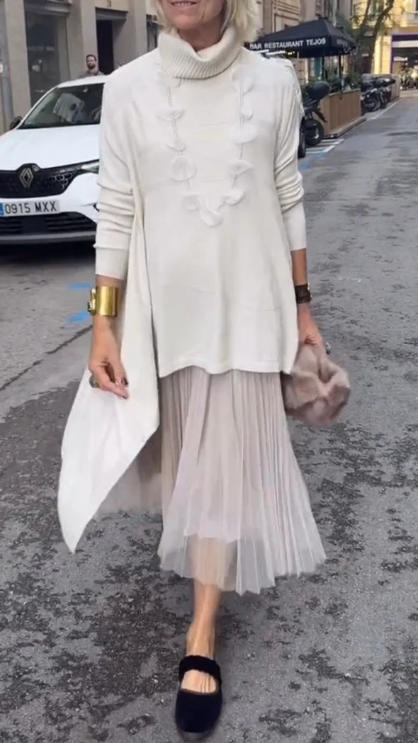 Women's Turtleneck Sweater + Dress Casual Suit