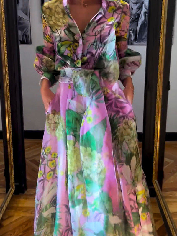 Fashionable and elegant printed long-sleeved shirt