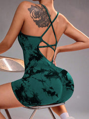 Marble Print Quick-Drying Yoga Bodysuit