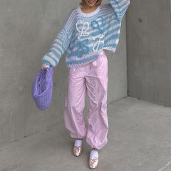 Casual Colorful Striped Knitted Sweater