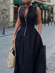 Sleeveless High Waist Dress