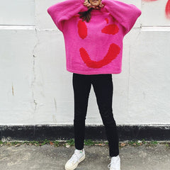Casual Knitted Smiley Sweater