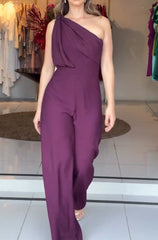 Purple One-shoulder Jumpsuit