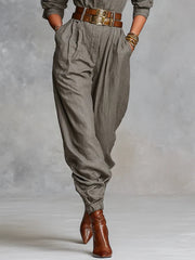 Cotton And Linen Blended Long Sleeve Shirt Jumpsuit