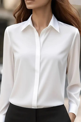 Satin Lapel Long-sleeved Casual Shirt