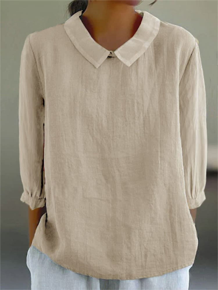 Cotton and Linen 3/4 Sleeve Shirt