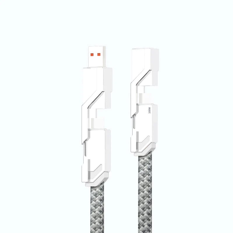 (🔥Hot Deals - 49% Off🔥)4-in-1 Flat Braided Anti-Tangle Charger Cord with Velcro